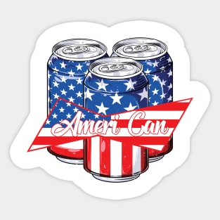Ameri Can 4th Of July Independence Day Gift For Men Women Sticker
